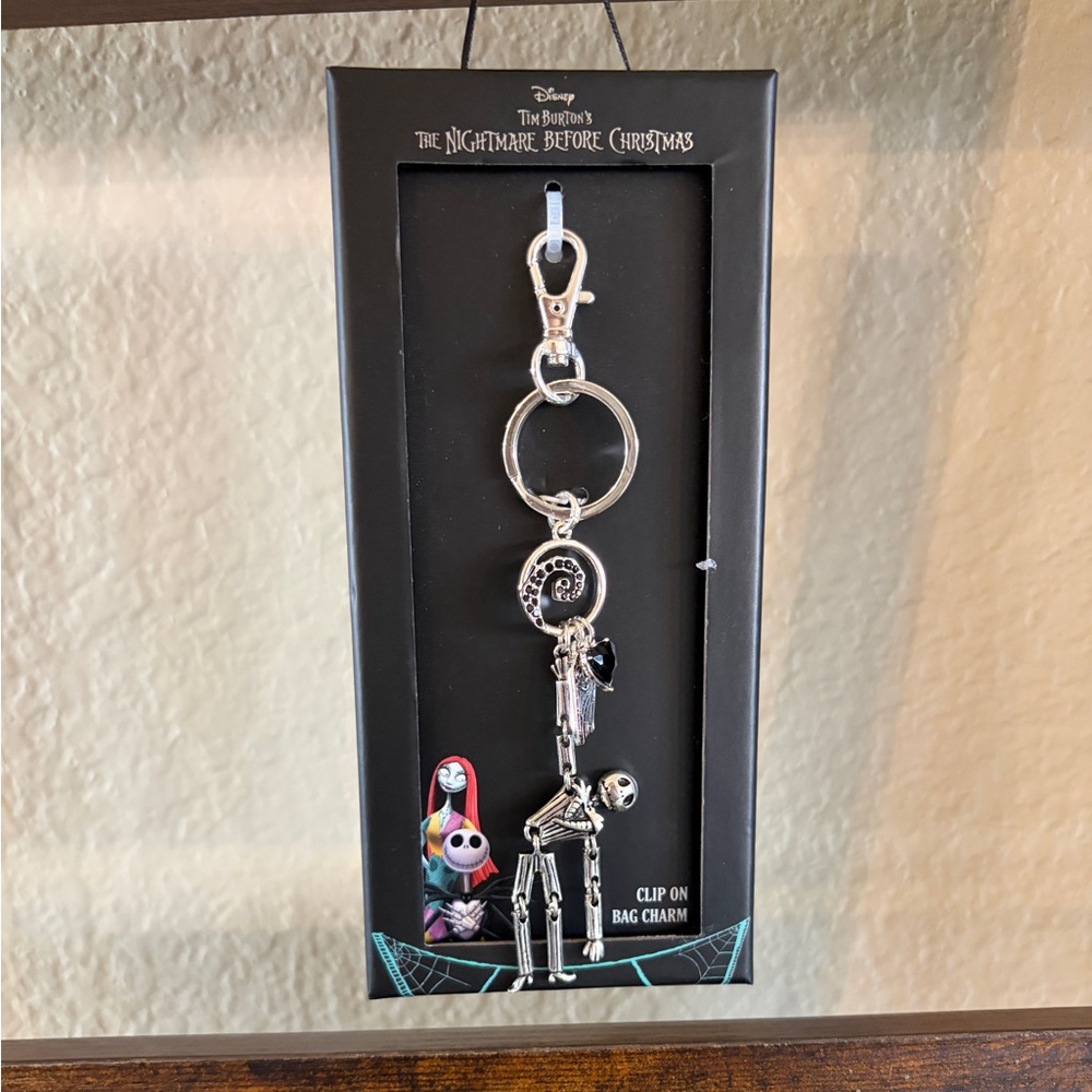 Disney Nightmare Before Christmas Jack Skellington ClipOn Bag Charm Keychain NWT